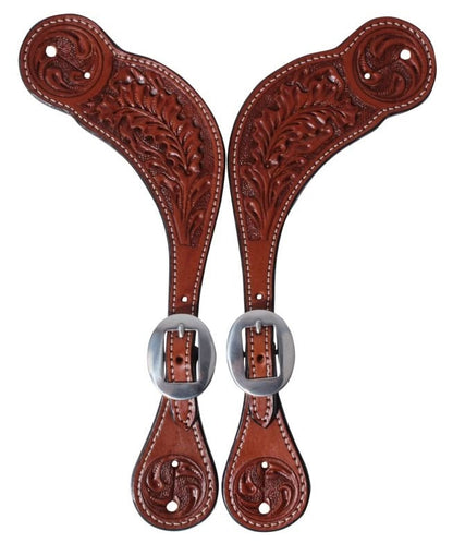 Professionals Choice Oak Tooled Spur Straps Mens P