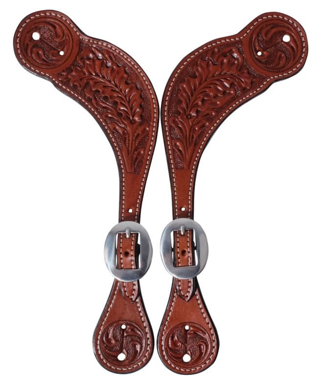 Professionals Choice Oak Tooled Spur Straps Mens P