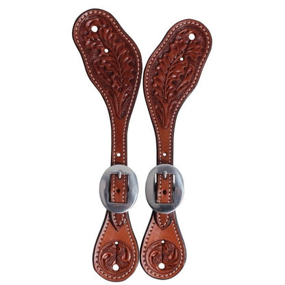 Professionals Choice Oak Tooled Spur Straps Mens P