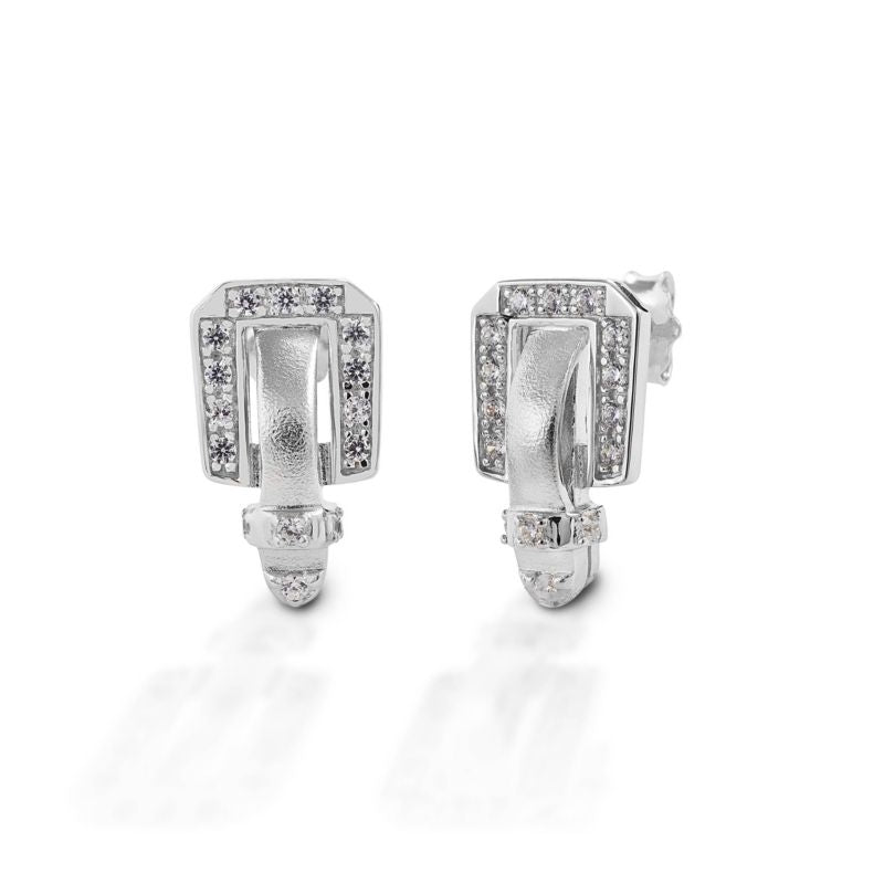 Kelly Herd Buckle Earrings Sterling Silver