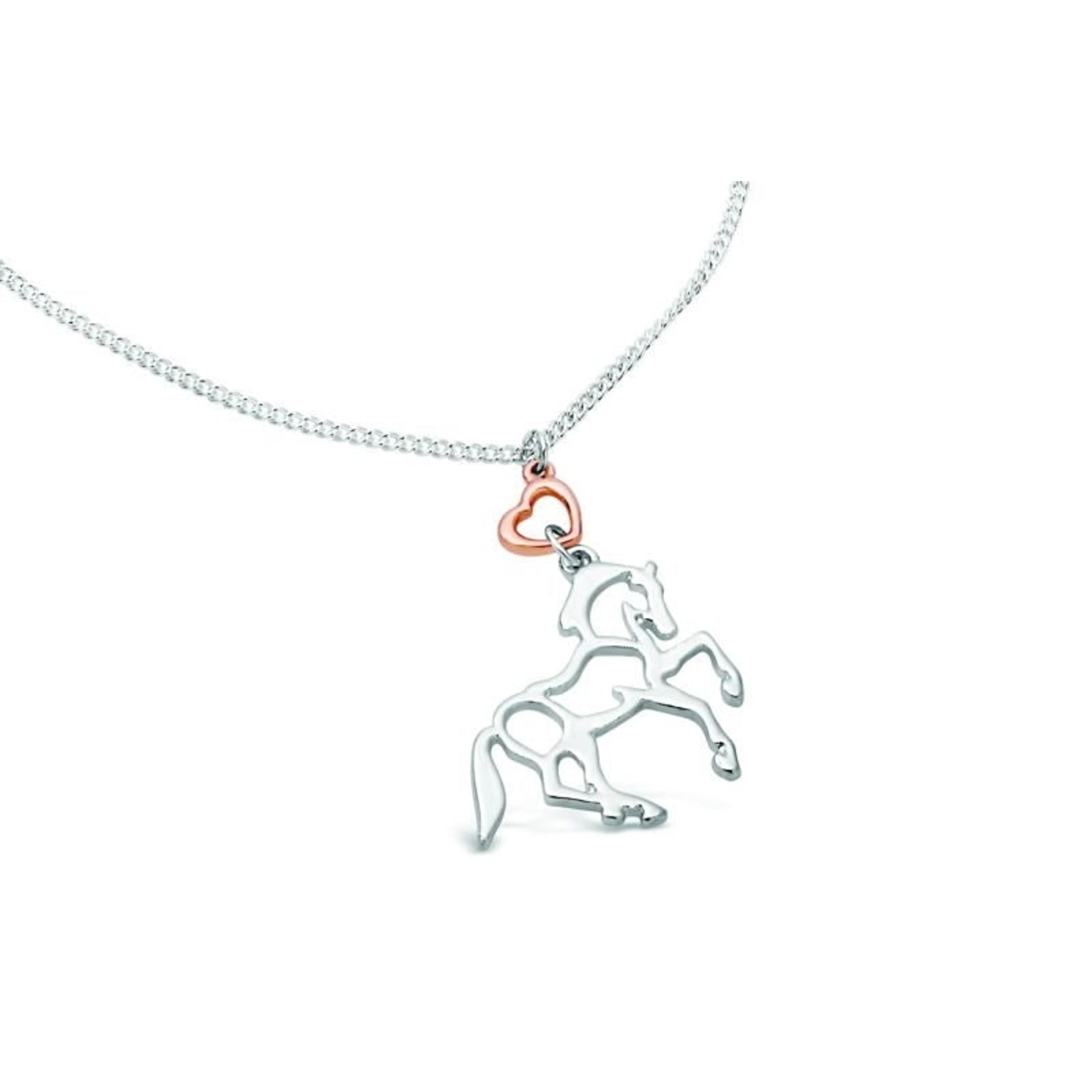 Kelley Silver Horse and Rose Gold Heart Necklace 1