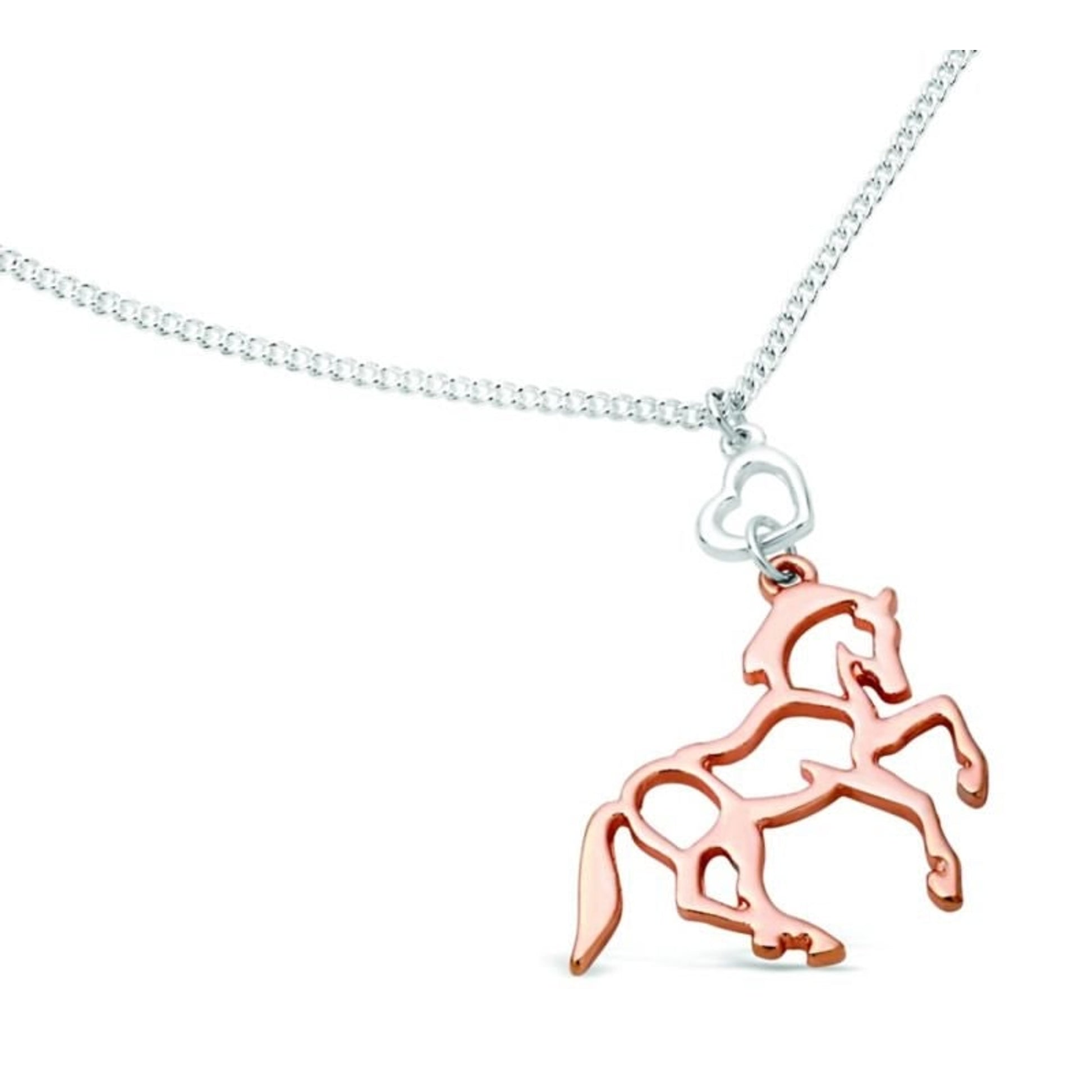 Kelley Rose Gold Horse and Silver Heart Necklace 1