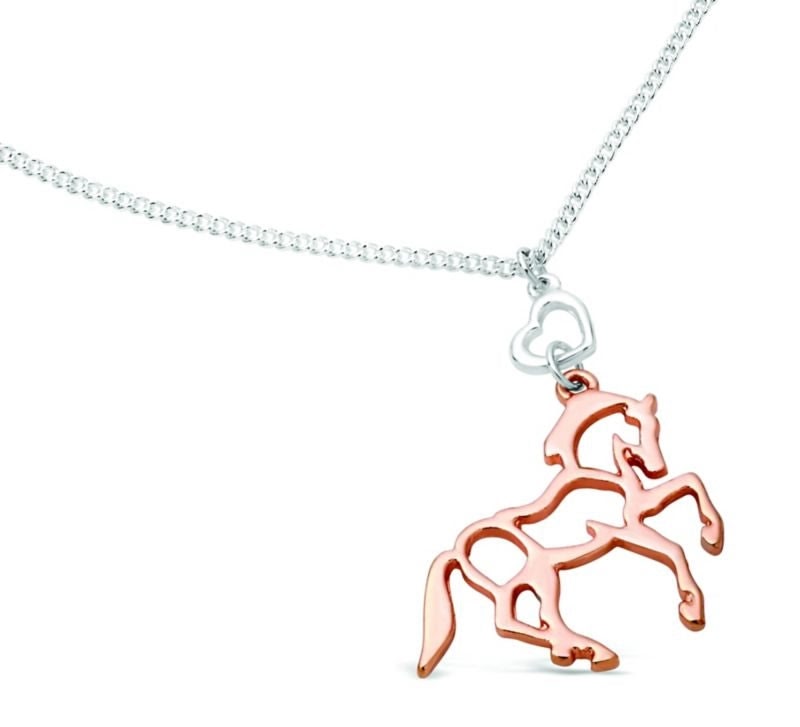 Kelley Rose Gold Horse and Silver Heart Necklace 1