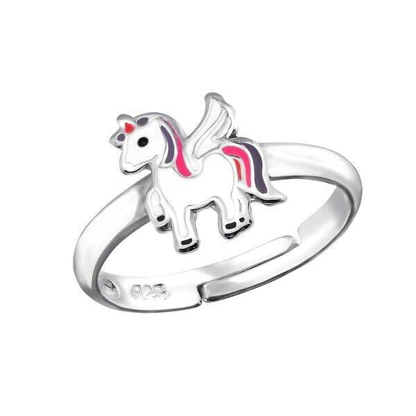Kids Adjustable Unicorn Ring Sterling Silver