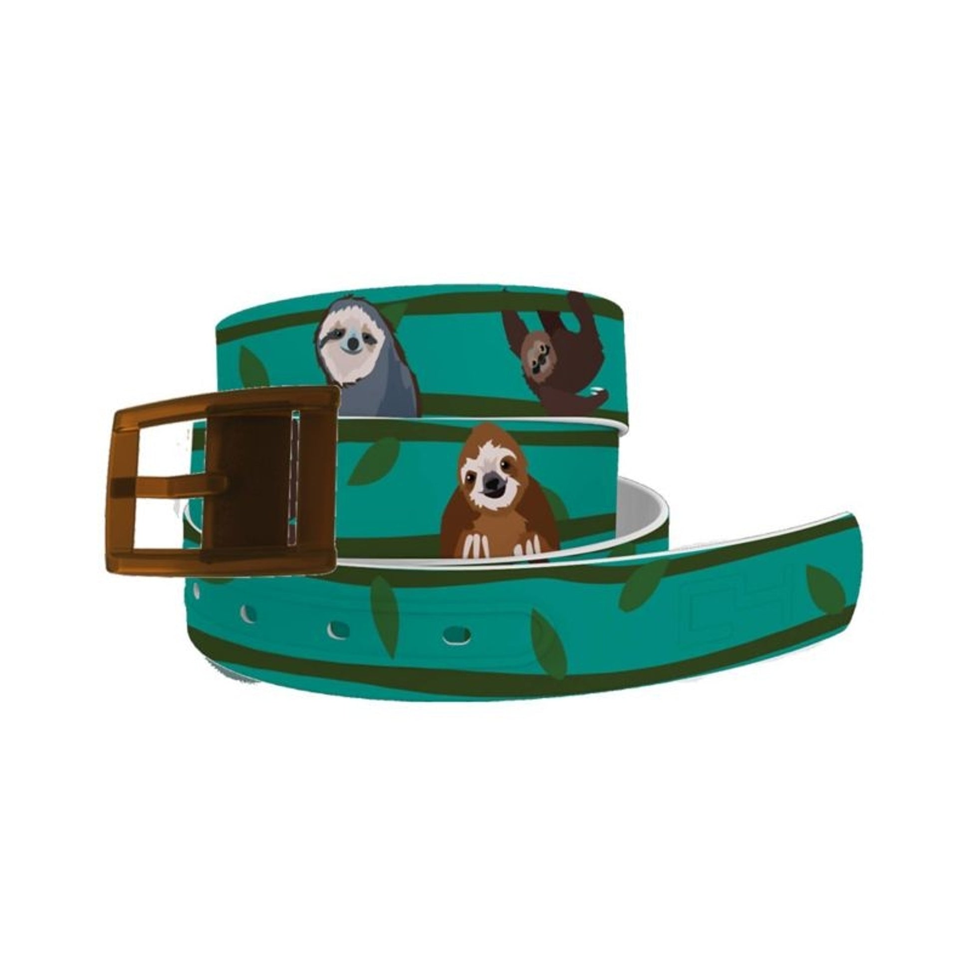 C4 Belt Swinging Sloths Belt with Brown Buckle Com