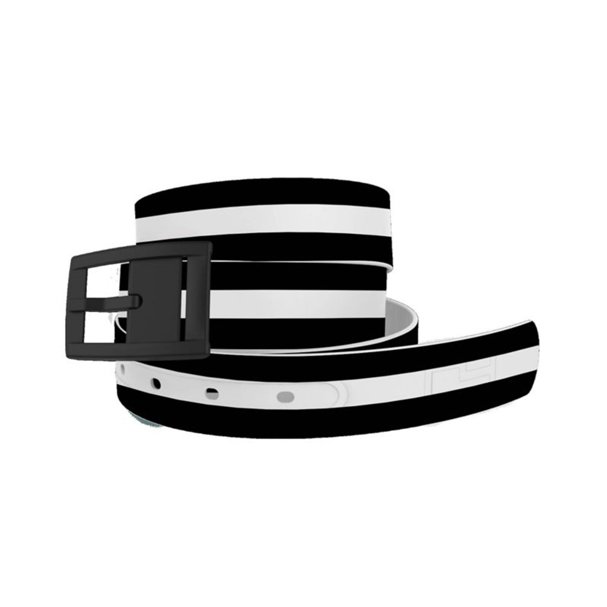 C4 Belt Stripes White/Black Belt with Black Buckle