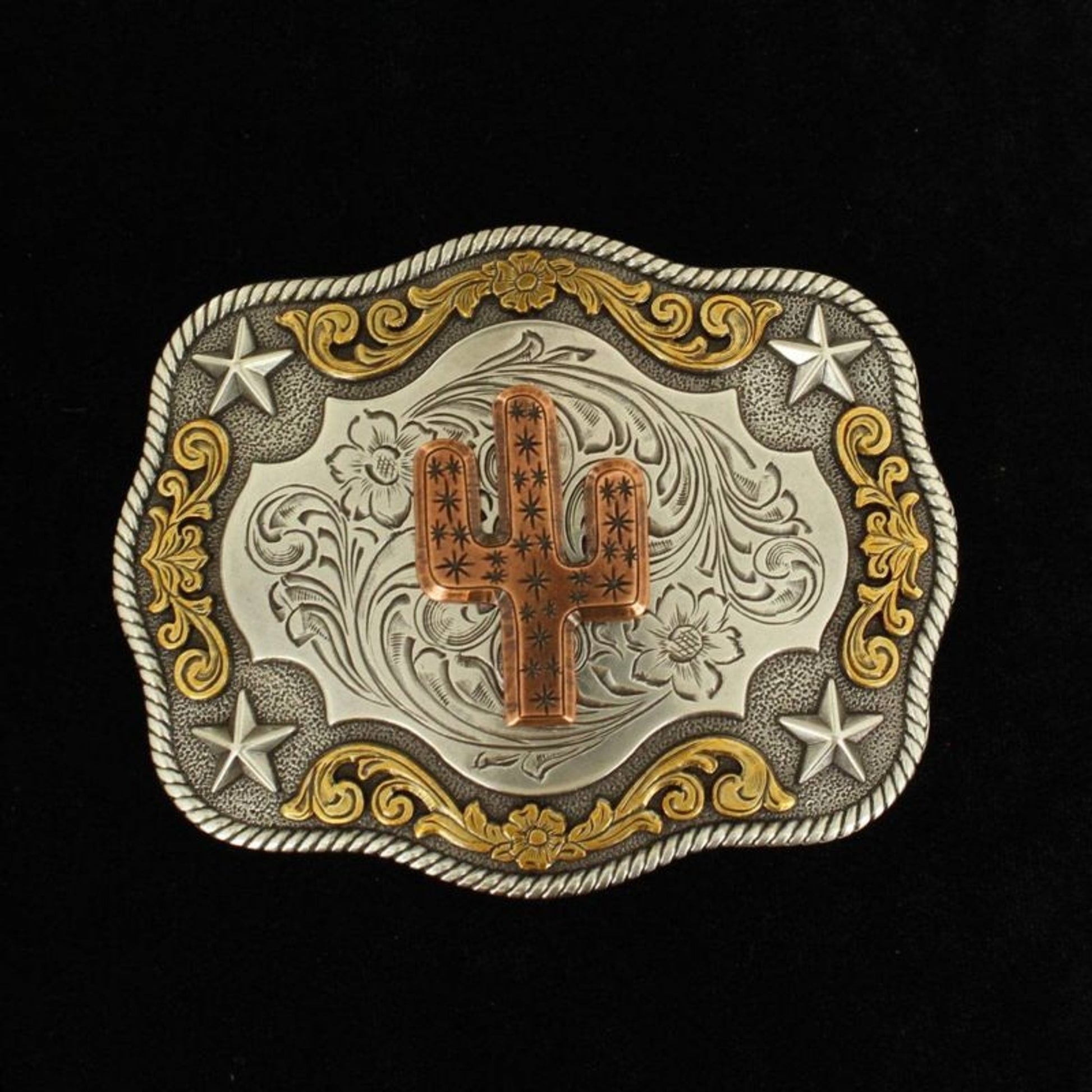 Nocona Mens Rectangle Roped Edge Copper Cactus Buc