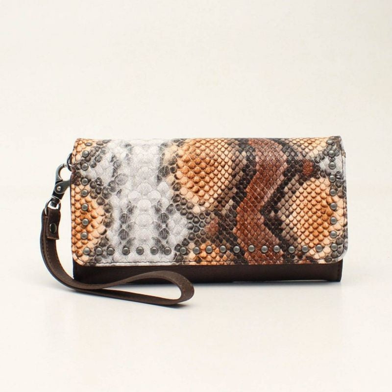 Angel Ranch Ladies Python Clutch Purse Hedge Brown