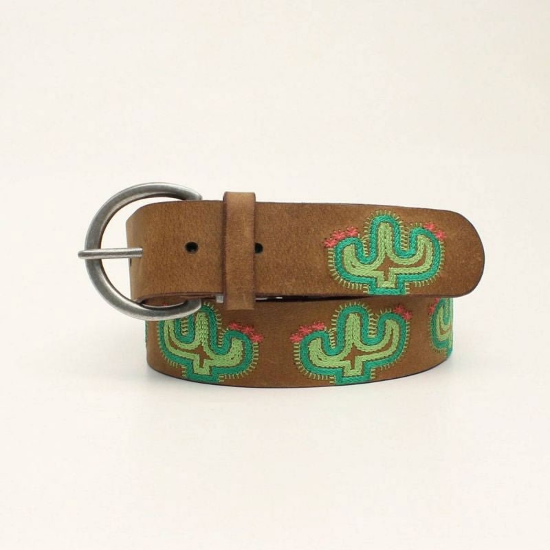 Nocona Ladies 1 1/2" Embroidered Cactus Belt Large