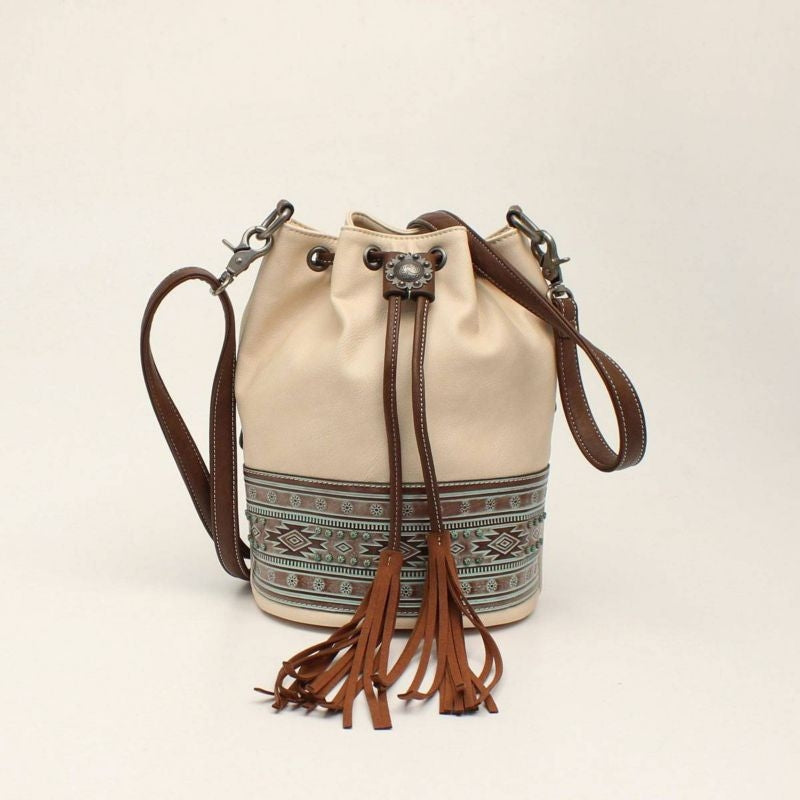 M&F Western Nicole Bucket Bag White/Brown