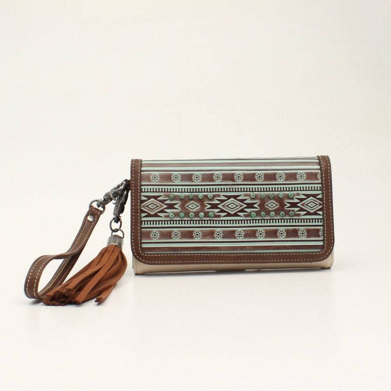 M&F Western Nicole Blazin Roxx Clutch Wallet Brown