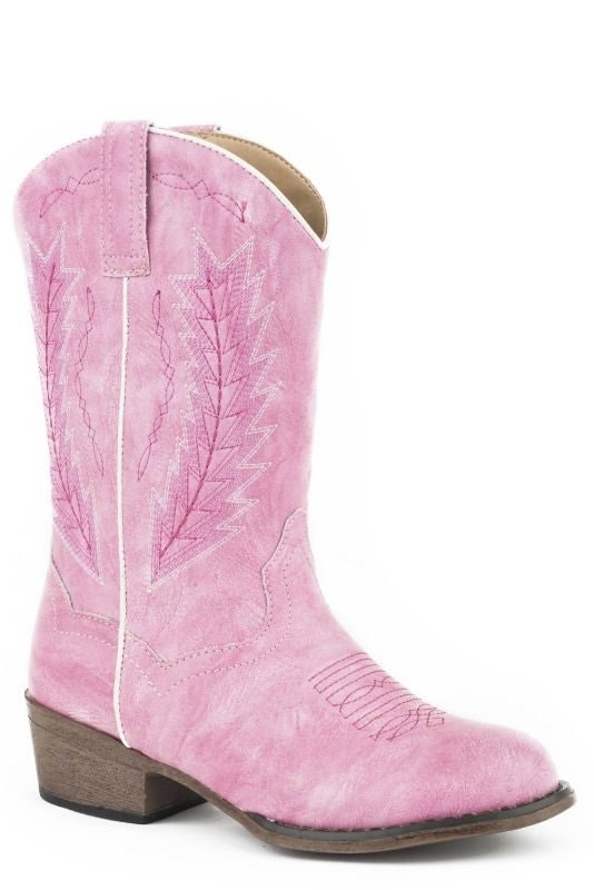 Roper Metallic Zebra Square Toe Western Boots-Kids