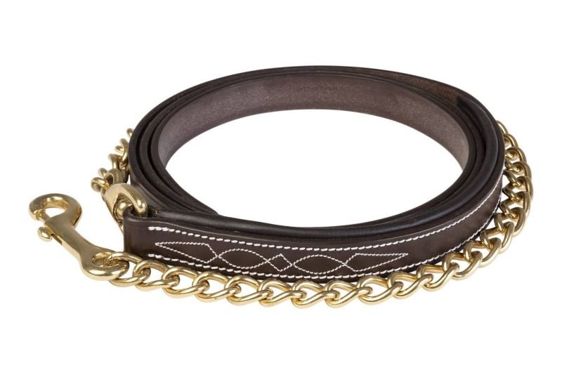 Huntley Equestrian Leather Lead with Chain 6' Hava