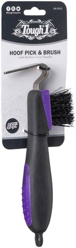 Tough1 Great Grips Hoof Pick & Brush Purple