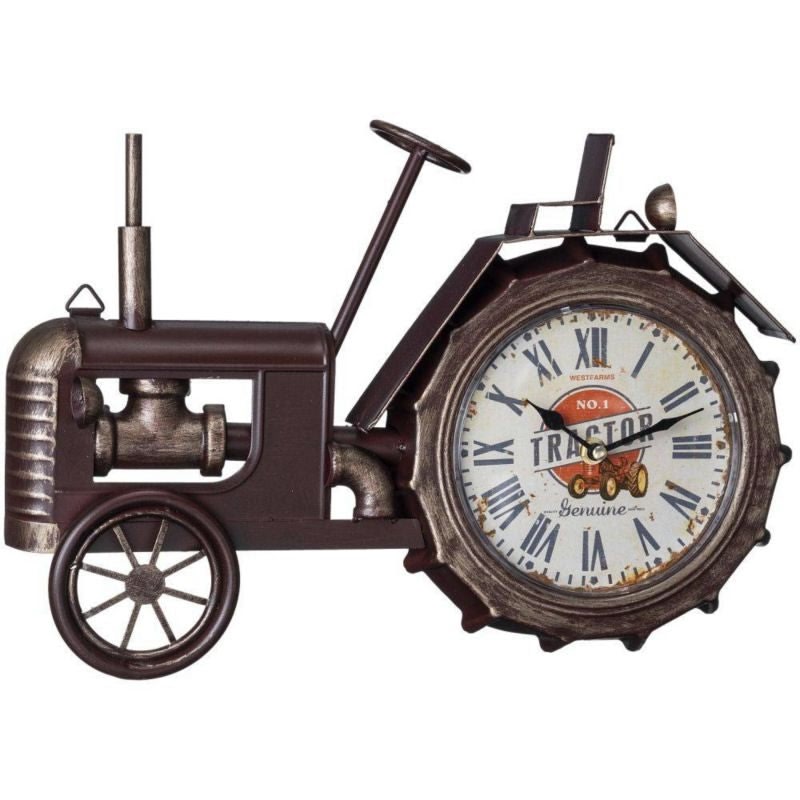 Gift Corral Bronze Tractor Table Top Clock Brown