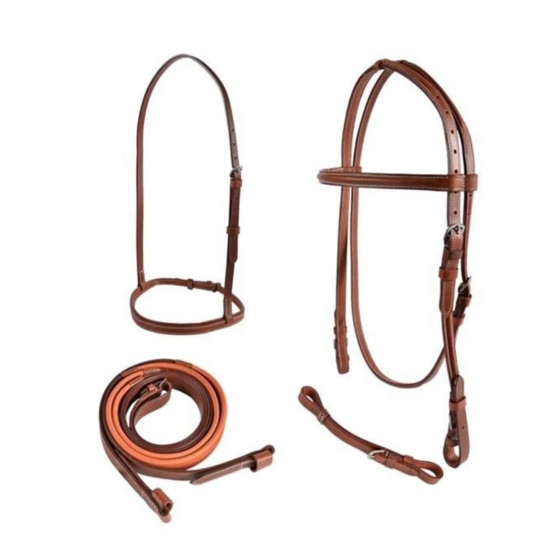 Jacks Leather Race Bridle Set 3 Piece Set Brown