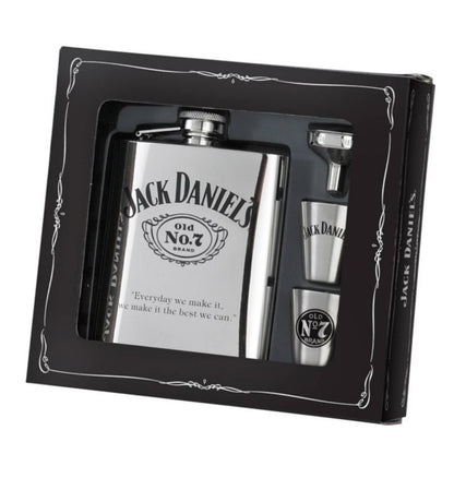 Jack Daniel's Logo Flask with Shot Glasses & Funne