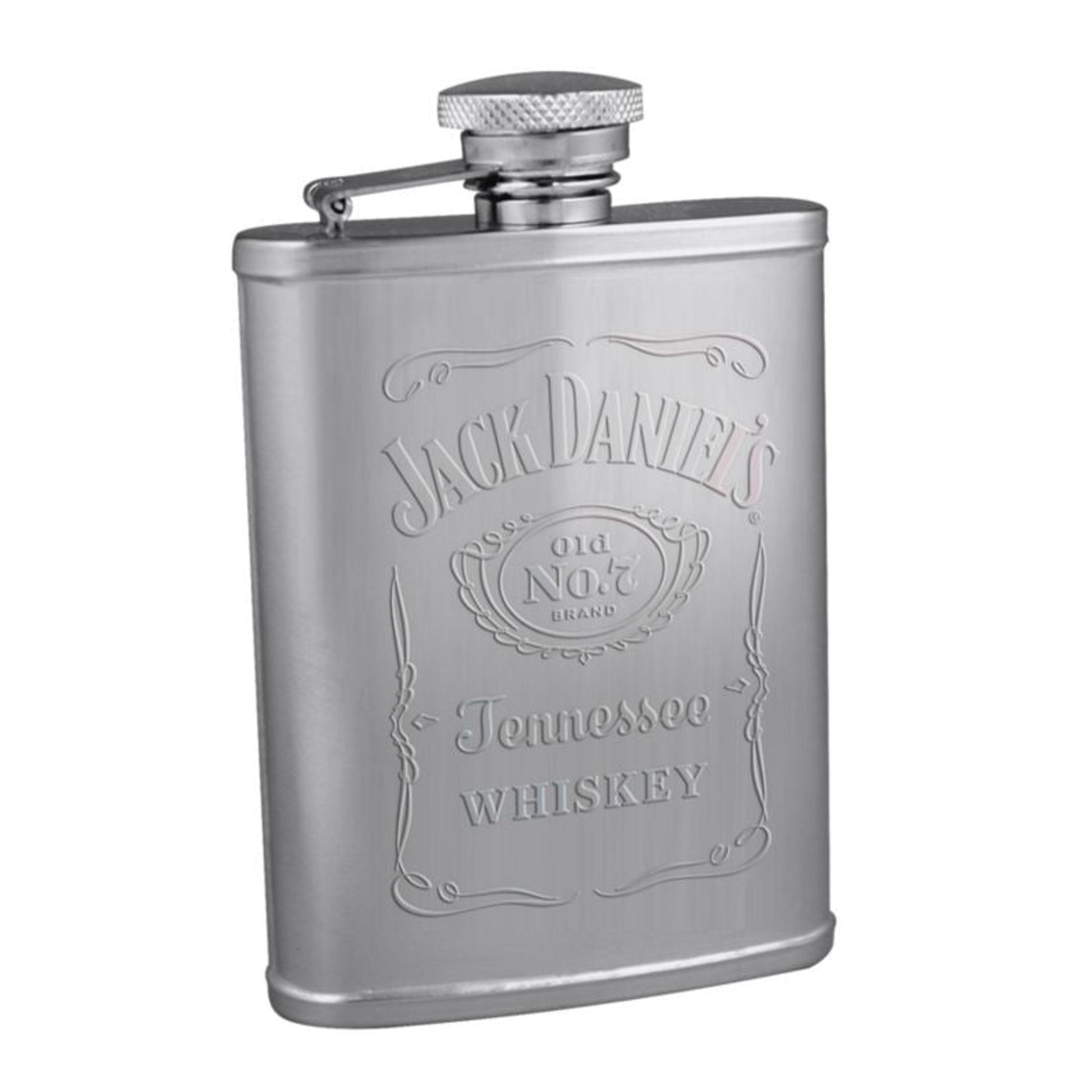 Jack Daniel's Embossed Label Logo Flask 3 oz Stain