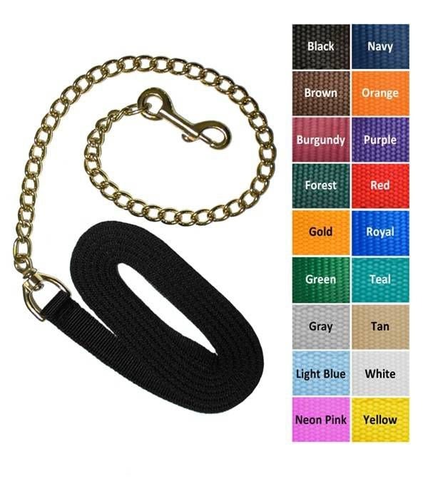 Jacks Lead Shank with 30" Solid Brass Chain 8' Bla