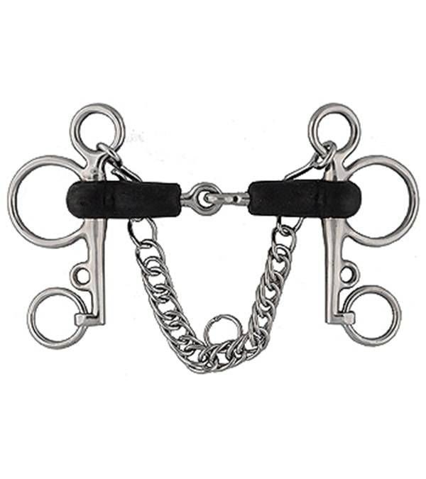 Jacks Rubber Mouth Pelham Bit 4-1/2" Stainless Ste