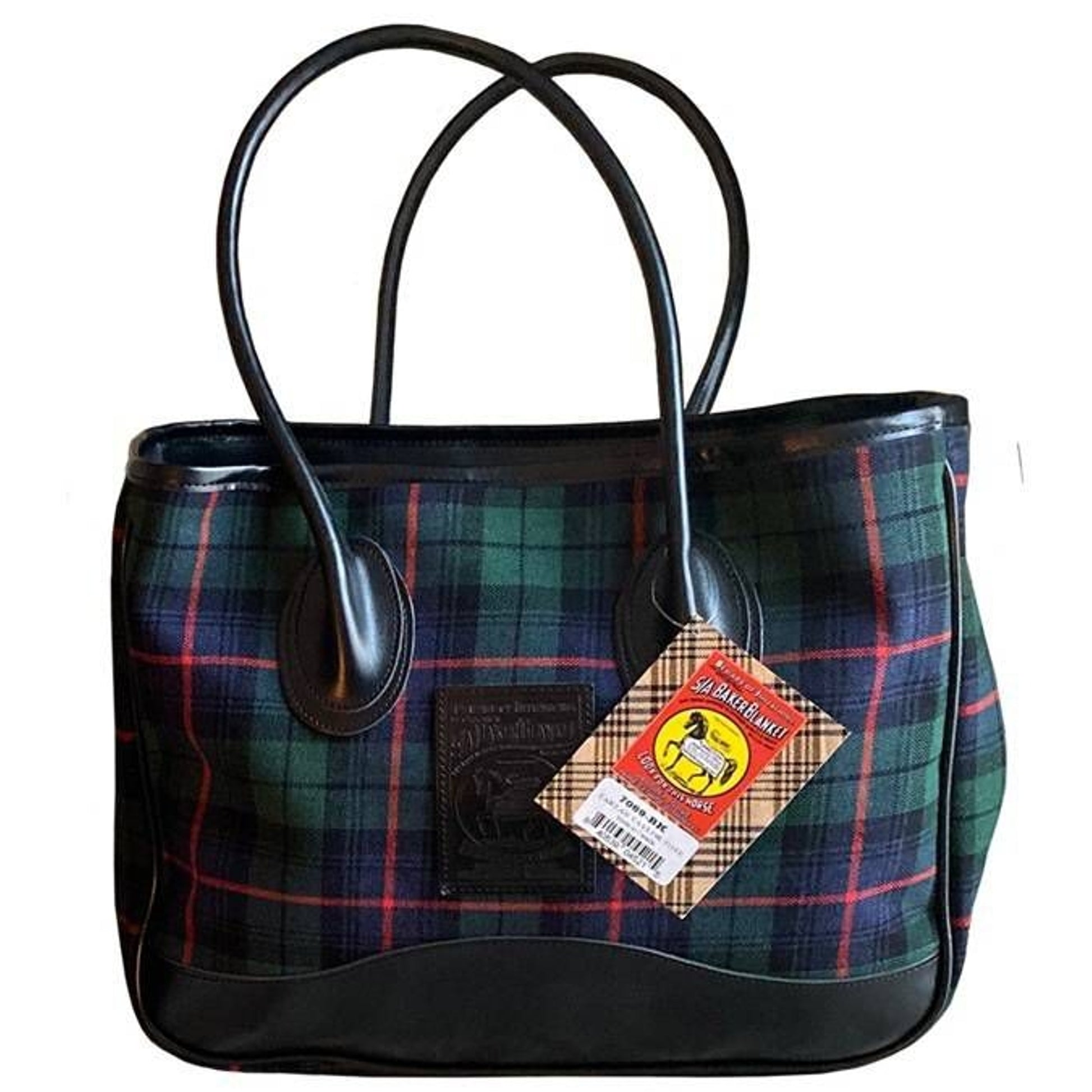 Baker Tartan Plaid Taylor Tote 16" x 13" x 6" Blac