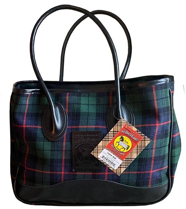 Baker Tartan Plaid Taylor Tote 16" x 13" x 6" Blac