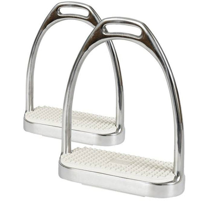 Jacks Fillis Stirrups with White Pads 4-1/2" Stain