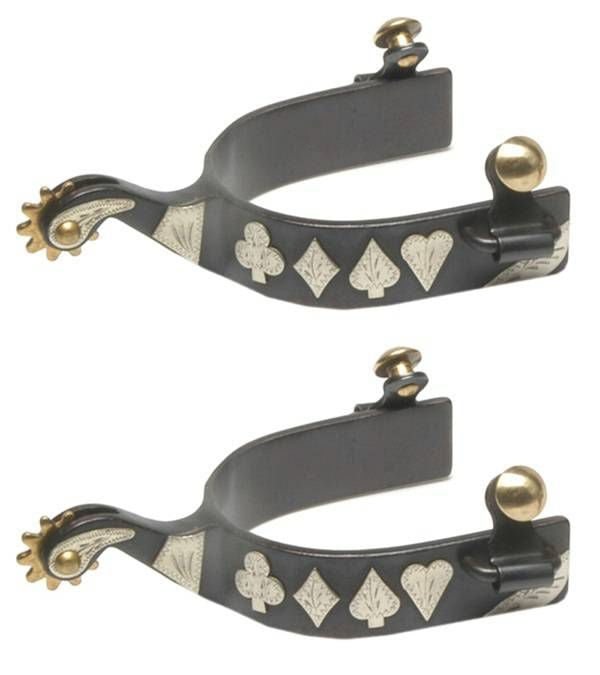 Jacks Spurs with Engraved German Silver Playing Ca