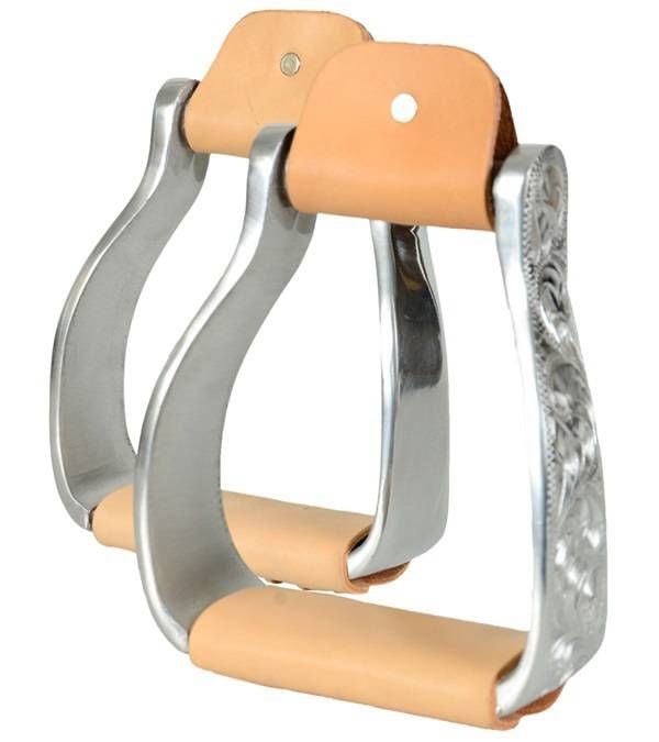 Jacks Western Engraved Stirrups Sold in Pairs Alum
