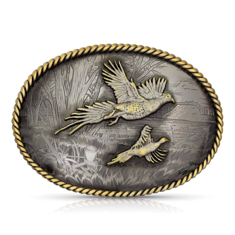 montana Silversmiths Rustic Buckle Pheasants Bronz