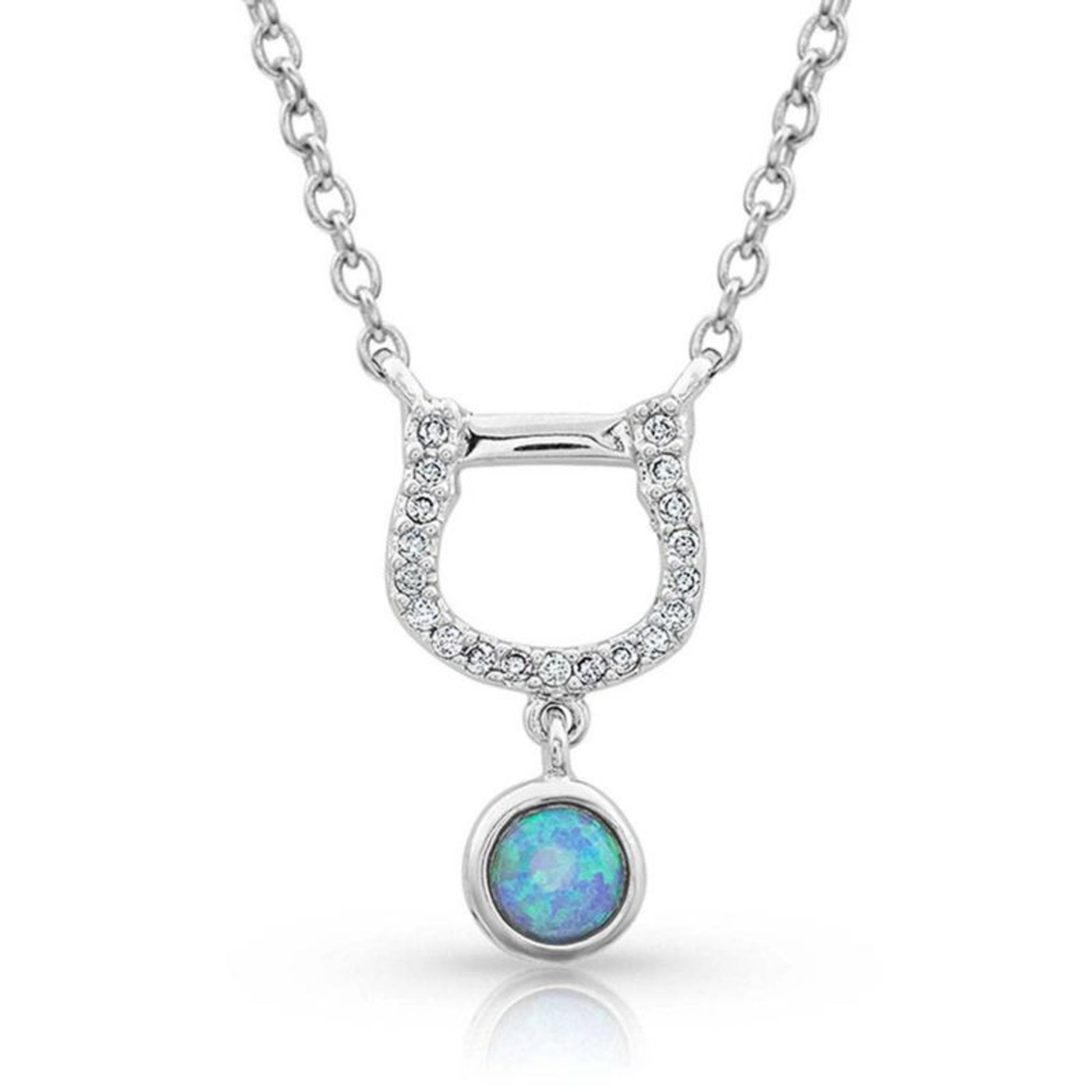 Montana Silversmiths Horseshoe Opal Necklace 19" R