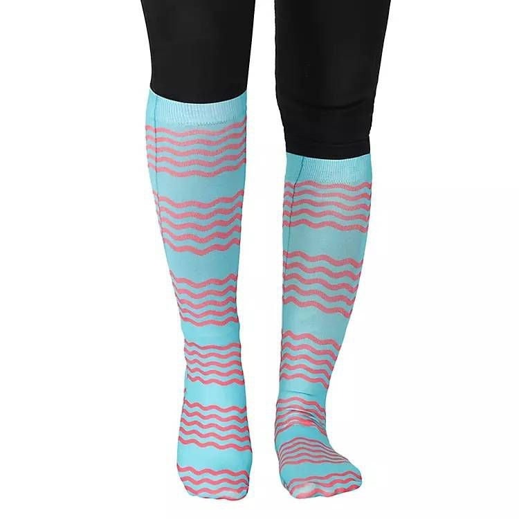 TuffRider Coolmax Printed Boot Socks Blue/Pink