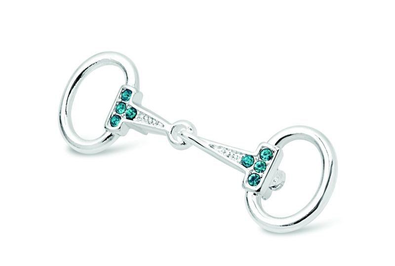 Kelley Silver Snaffle Bit Pin Small Aqua