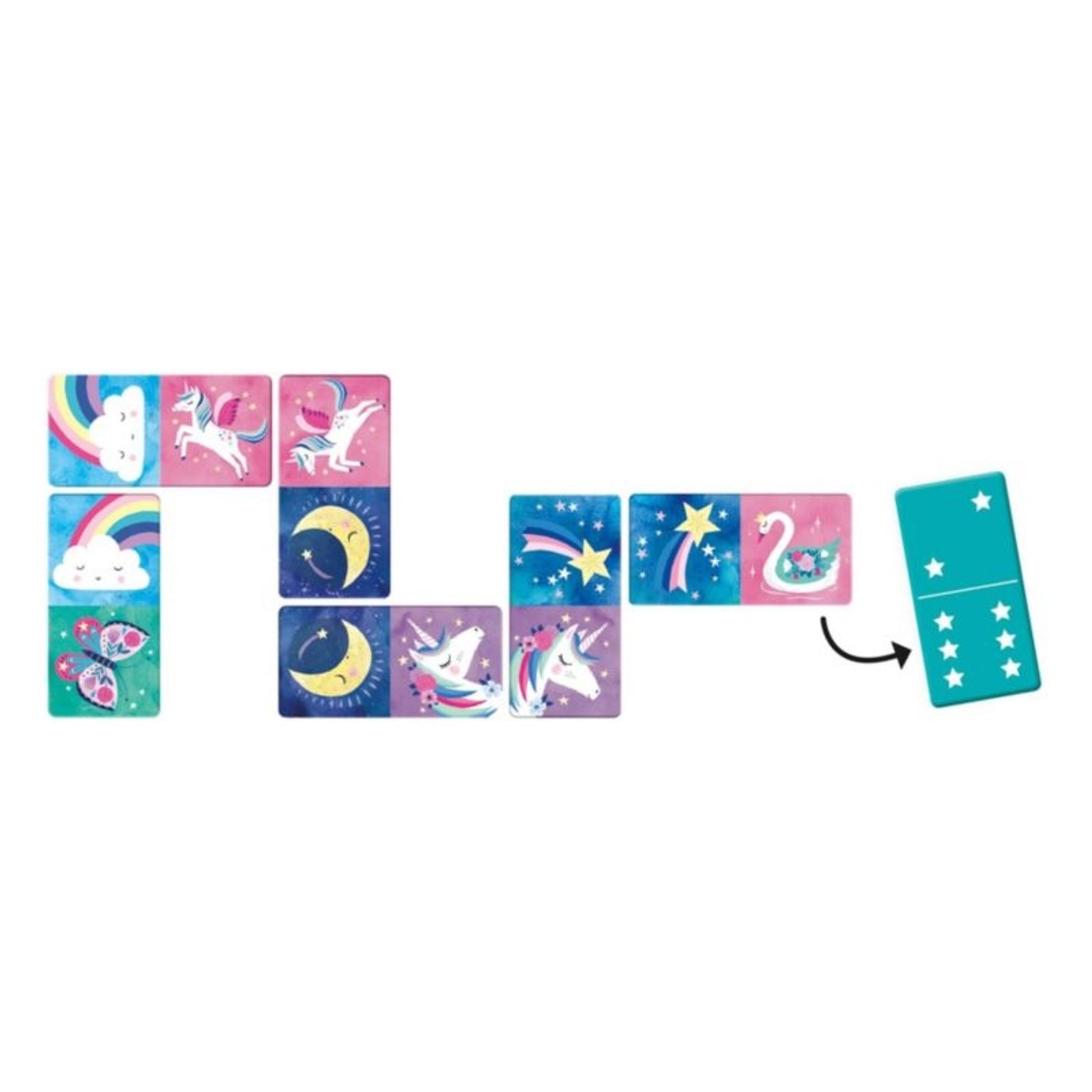 Kelley Unicorn Dominoes 5.5" x 2.75" x 2.75" Multi