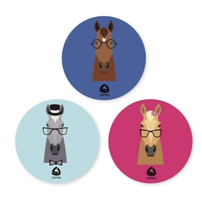 Lettia Hipster Horse Stickers 3 Pack Teal/Pink/Blu