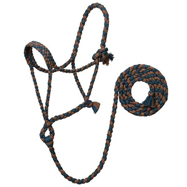 EcoLuxe Braided Rope Halter with 8' Lead Brown/Ind