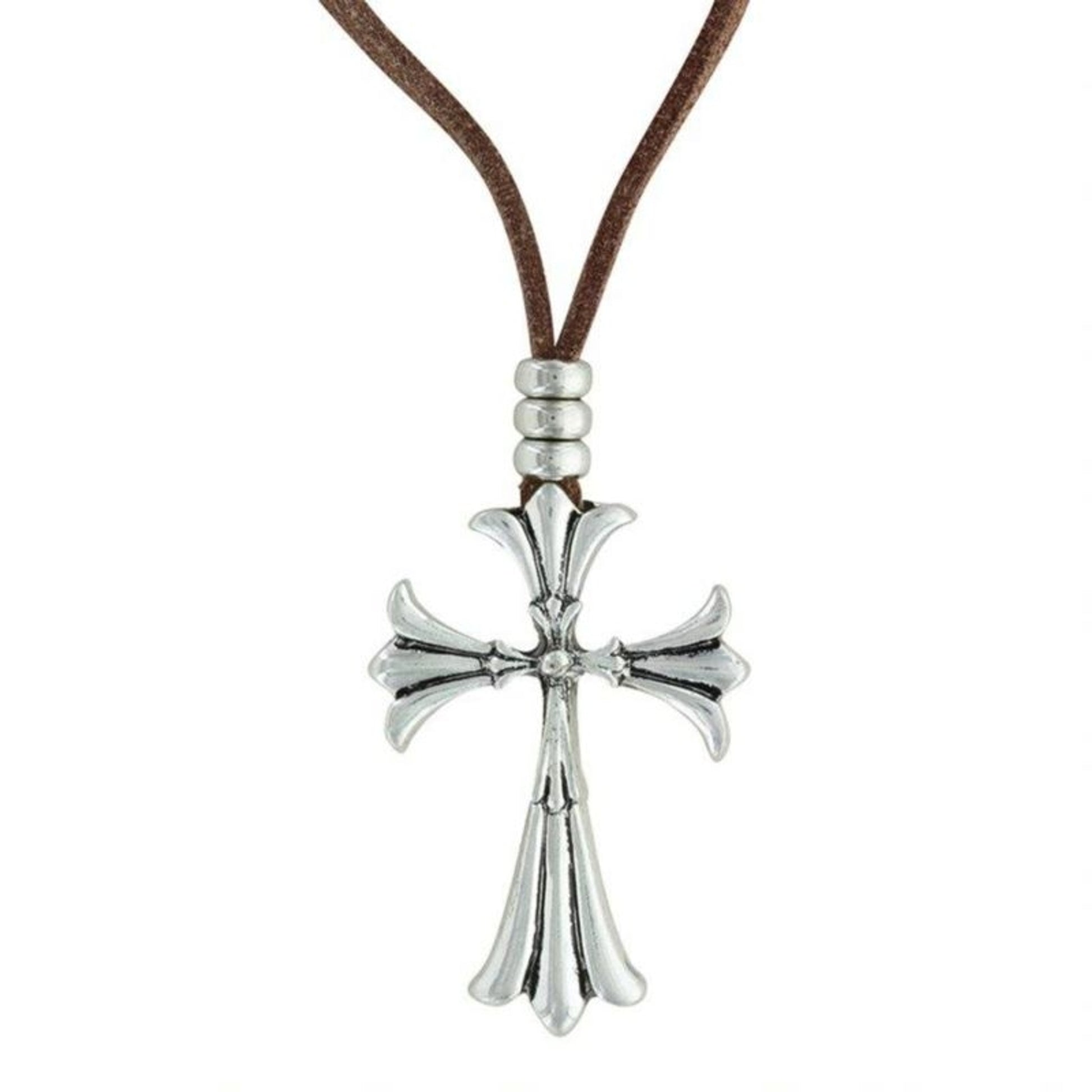 Montana Silversmiths Leather Cross Necklace Silver