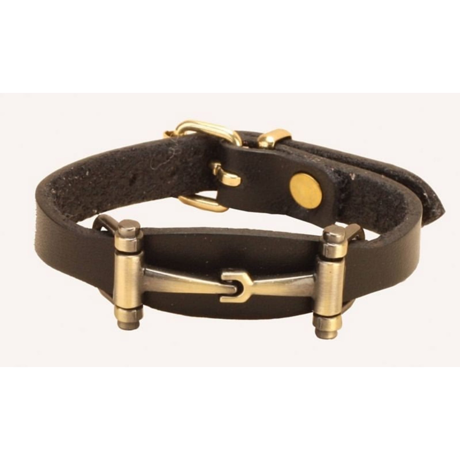 Tory Leather Flared Snaffle Bit Bracelet Black