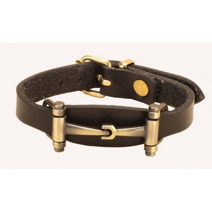 Tory Leather Flared Snaffle Bit Bracelet Black