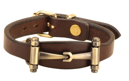 Tory Leather Flared Snaffle Bit Bracelet Black