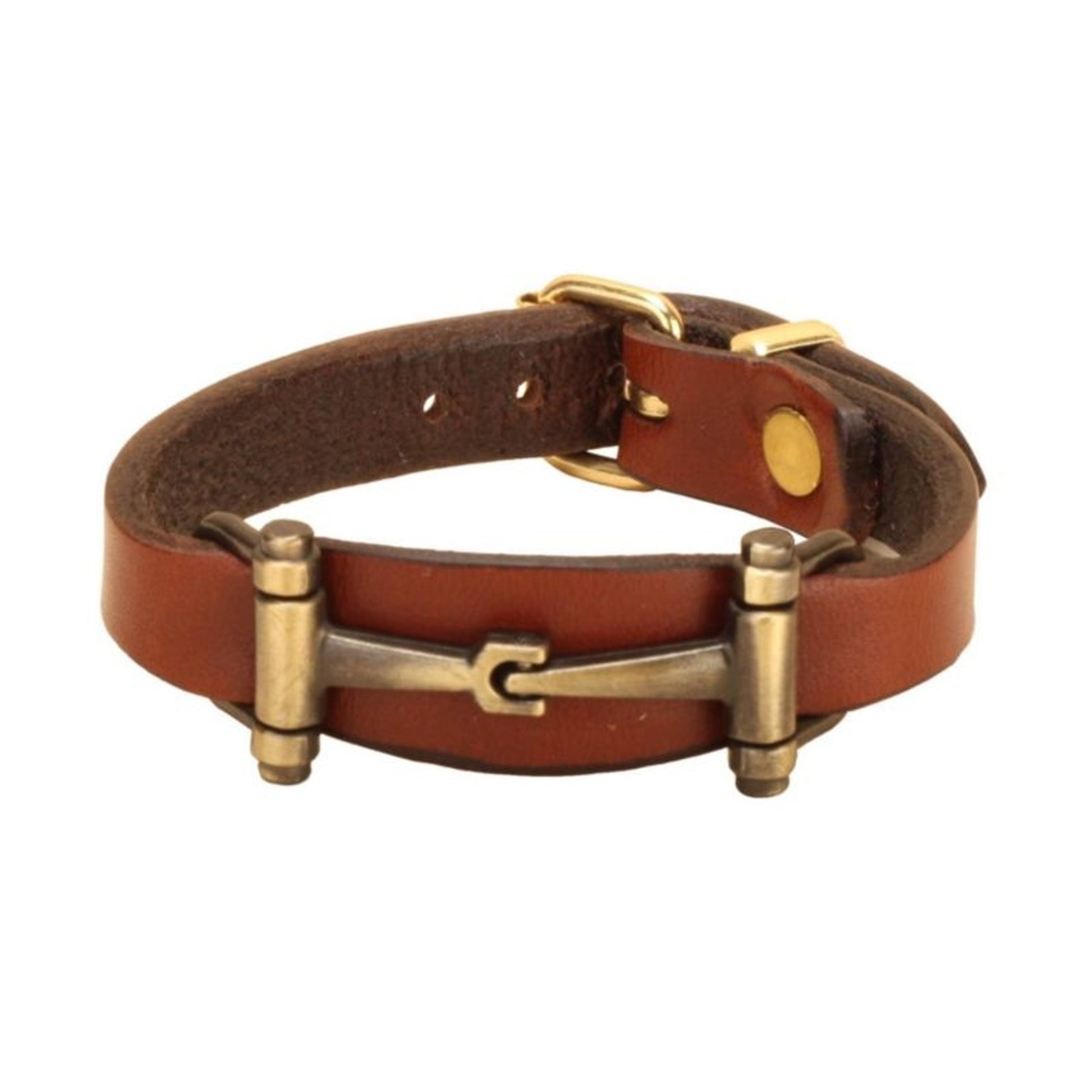 Tory Leather Flared Snaffle Bit Bracelet Black