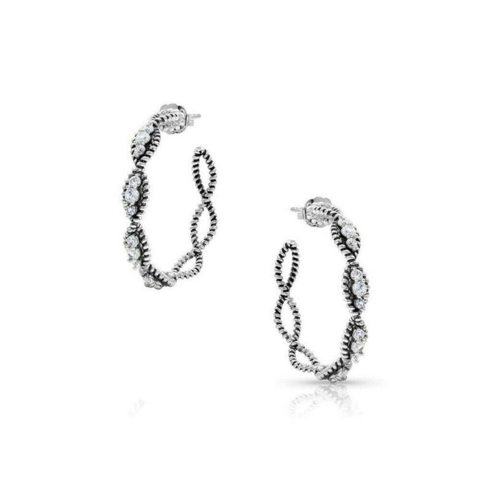 Montana Silversmiths Roped Cubic Zirconia Hoop Ear