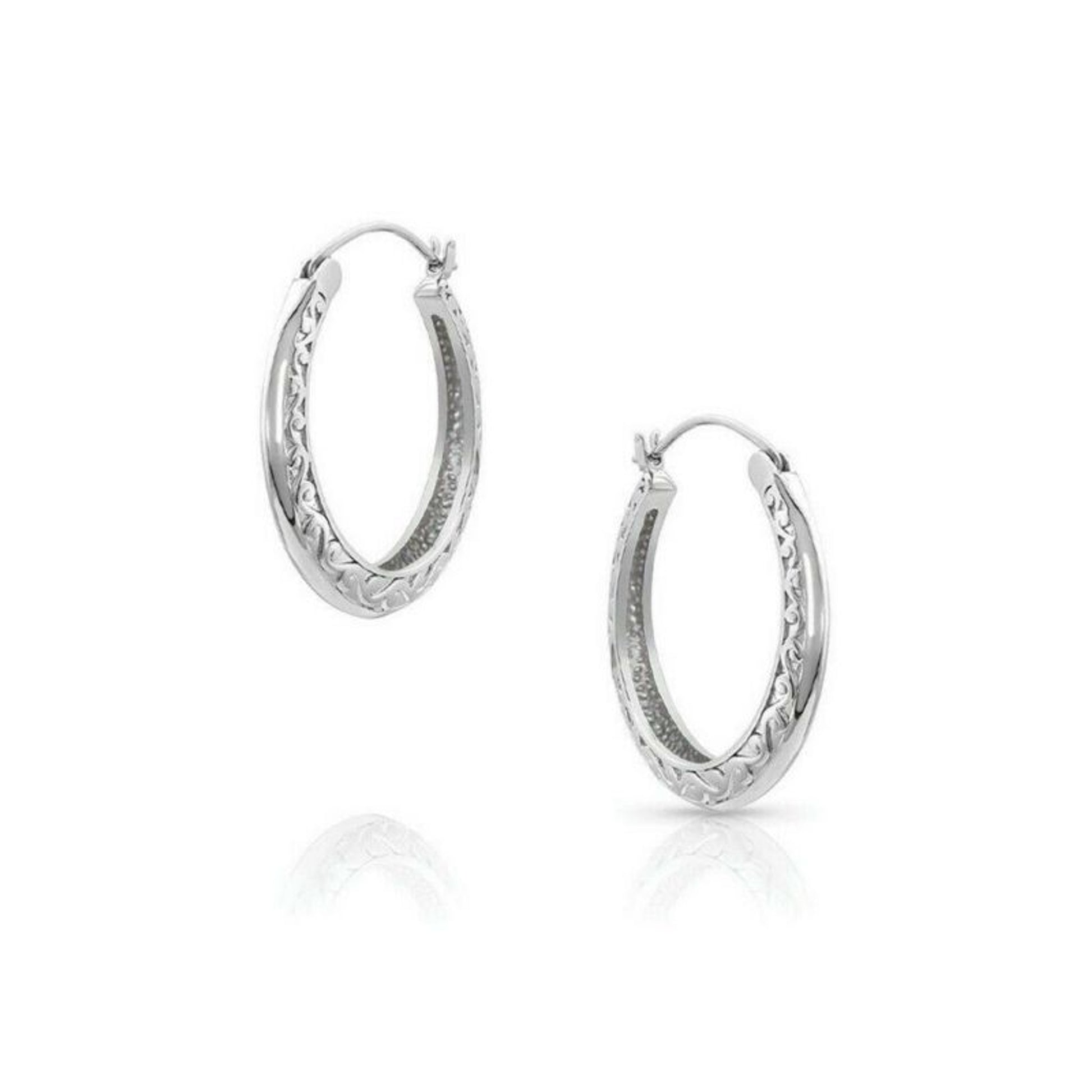 Montana Silversmiths River Boat Hoop Earrings Silv