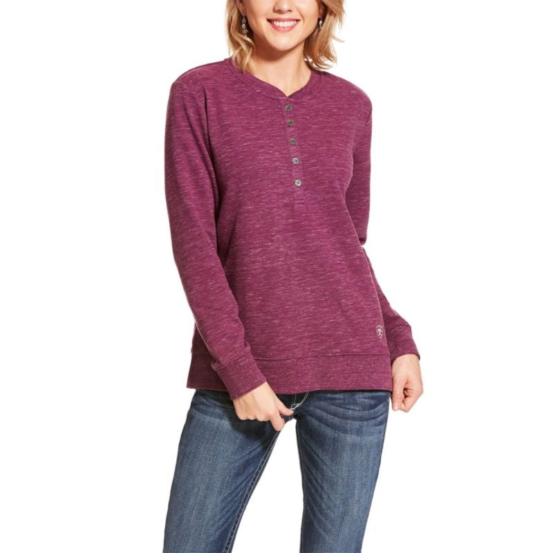 Ariat Ladies Henley Fleece Top X-Small Grape Wine