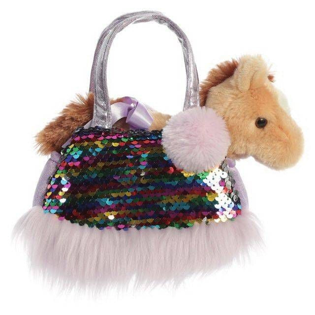 Plush Horse In Sequin Purse 7"