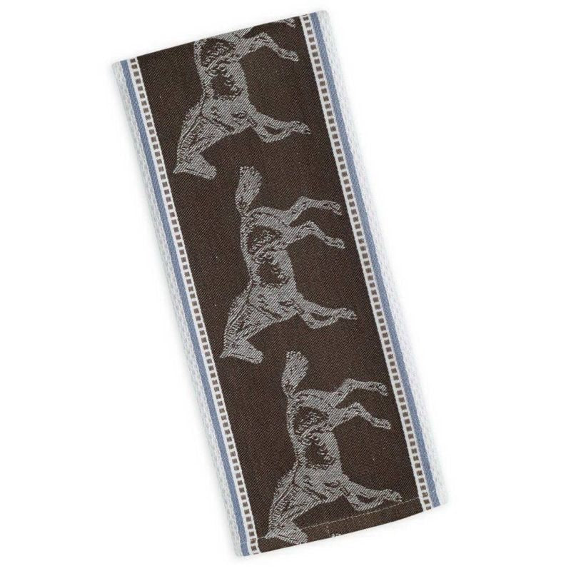 Jacquard Horse Kitchen Towel 18" x 28" Brown/Blue