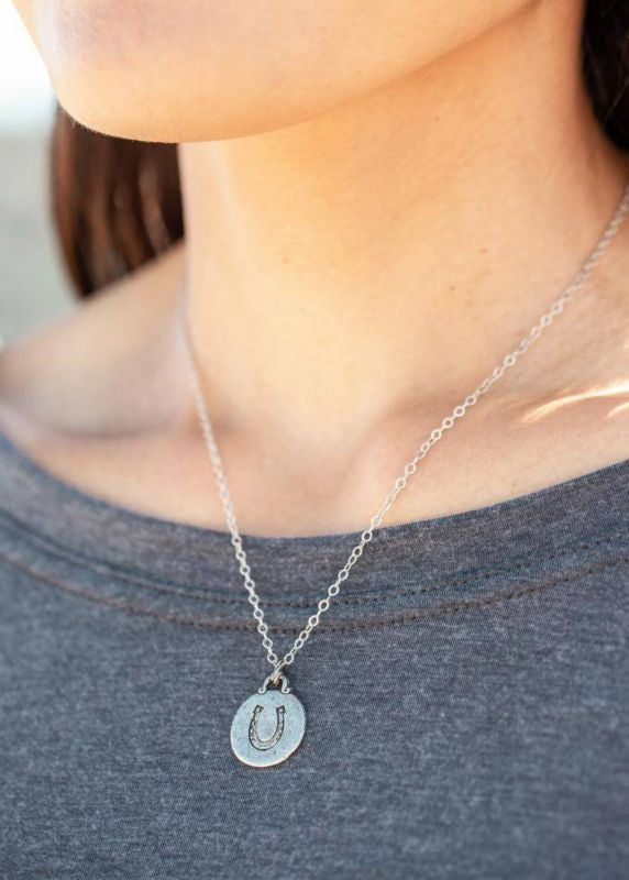 EQL by Kerrits Lucky Medallion Necklace 8" Silver