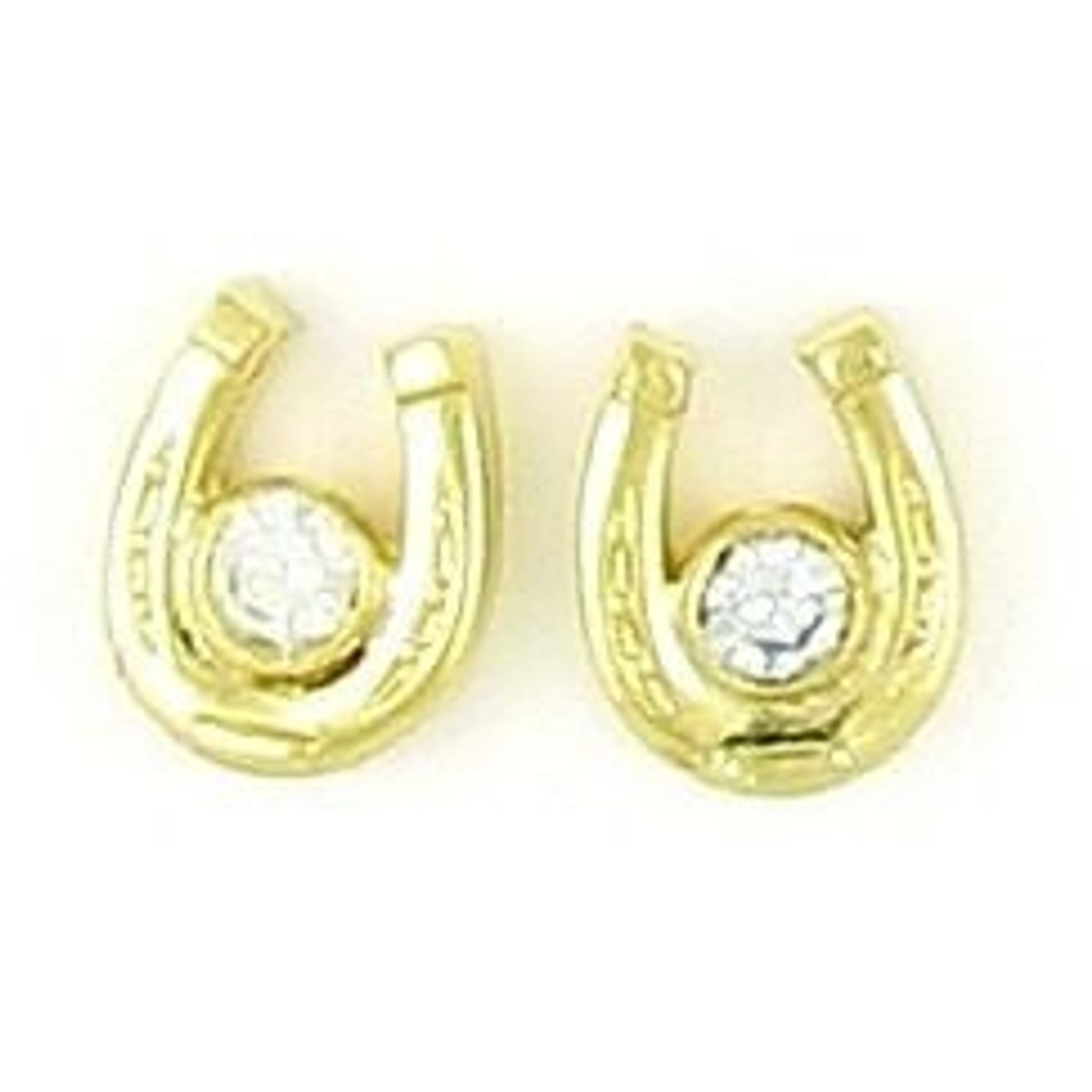Finishing Touch Horseshoe/Bezel Stone Earring Gold