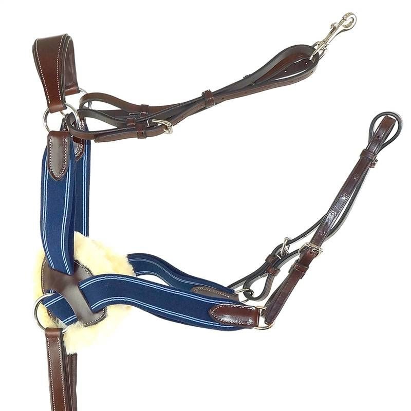 Nunn Finer 5-Way Breastplate With Blue Elastic Hor