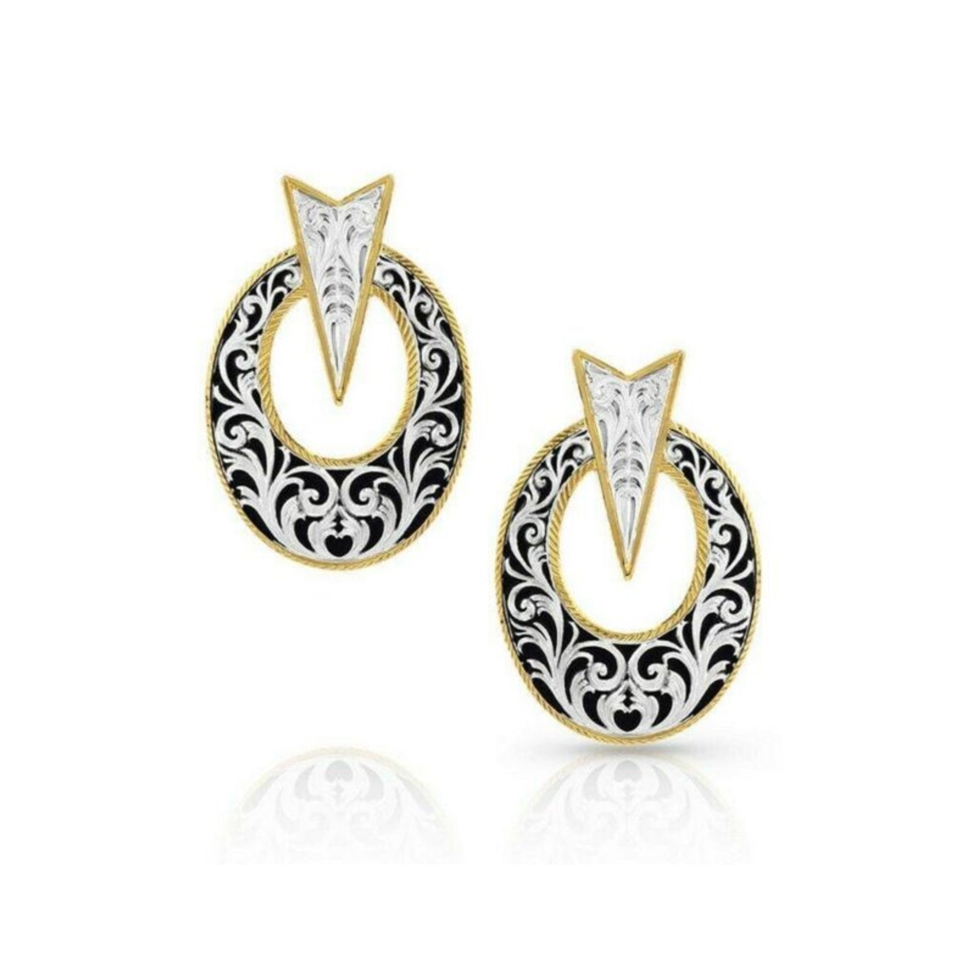 Montana Silversmiths Striking Oval Engraved Earrin
